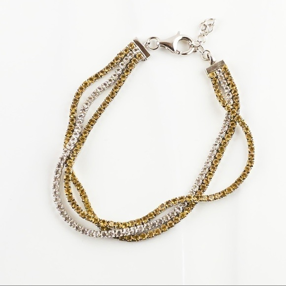 Sterling Silver White Topaz and Citrine Gemstone Layered Bracelet .925 NWT - Picture 5 of 14